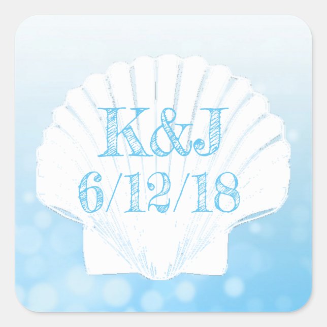 Stickers Mariage bord de mer bleu et blanc (Devant)