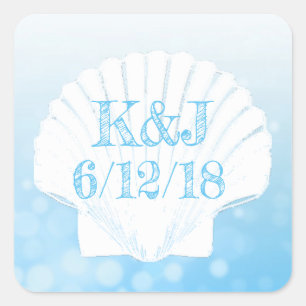 Stickers Mariage bord de mer bleu et blanc