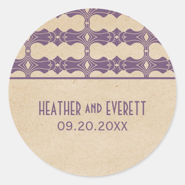 Stickers Mariage Bordure Art Déco violet (Devant)