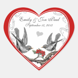 Stickers Mariage Cerisier Rouge Fleur d'Oiseaux Vi