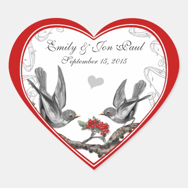 Stickers Mariage Cerisier Rouge Fleur d'Oiseaux Vi (Devant)