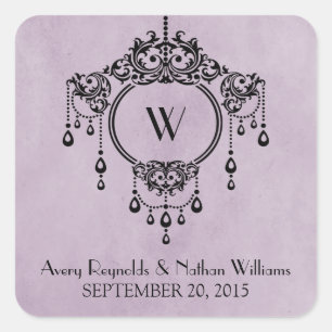 Stickers Mariage Chandelier Vintage violet