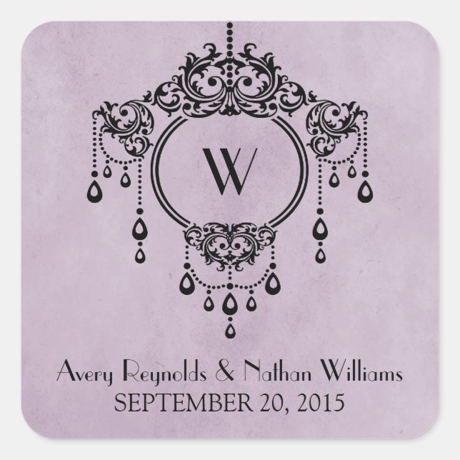 Stickers Mariage Chandelier Vintage violet (Devant)