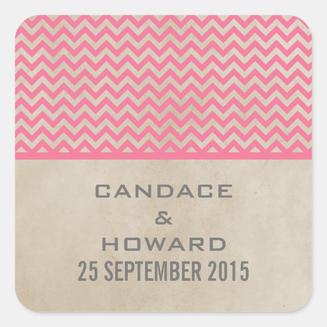 Stickers Mariage Chevron Chic Rose (Devant)