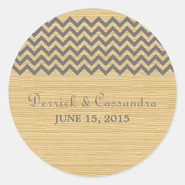 Stickers Mariage Chevron Rustique Gris (Devant)