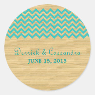 Stickers Mariage Chevron turquoise Rustique