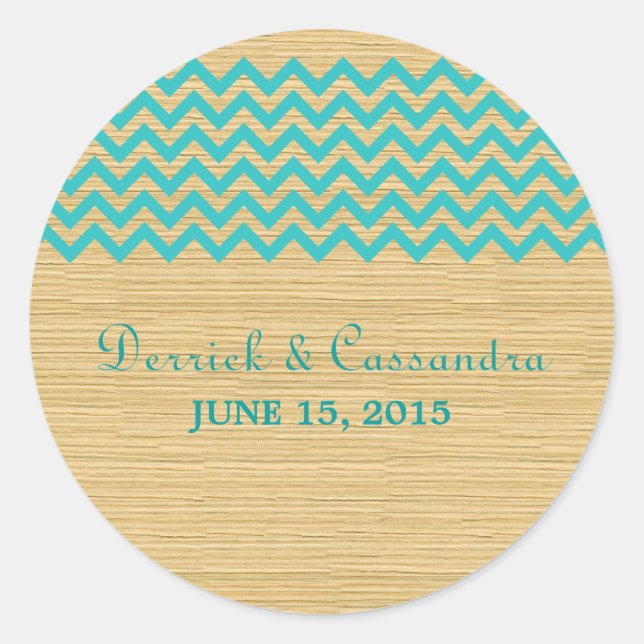 Stickers Mariage Chevron turquoise Rustique (Devant)