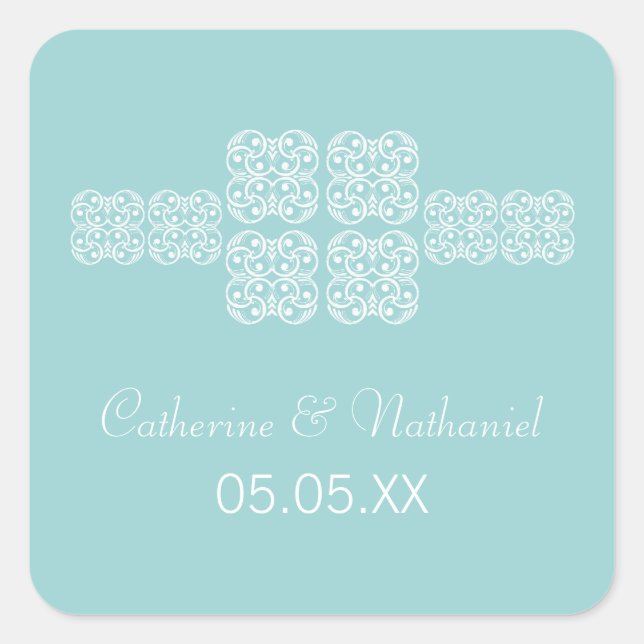 Stickers Mariage Chic Aqua Bohemian (Devant)