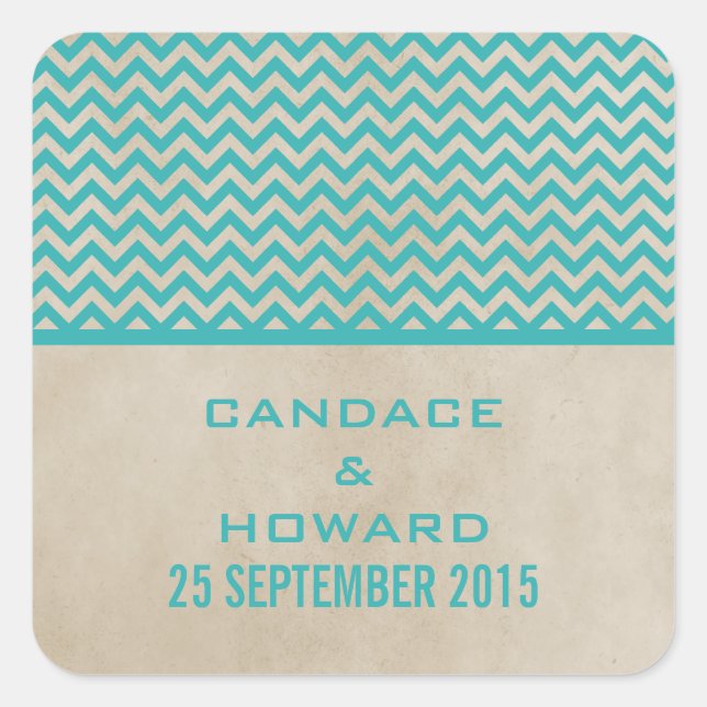 Stickers Mariage Chic Chevron turquoise (Devant)
