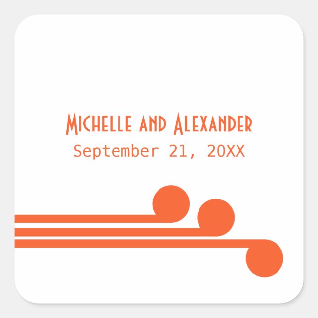 Stickers Mariage Chic Orange Simple Déco (Devant)