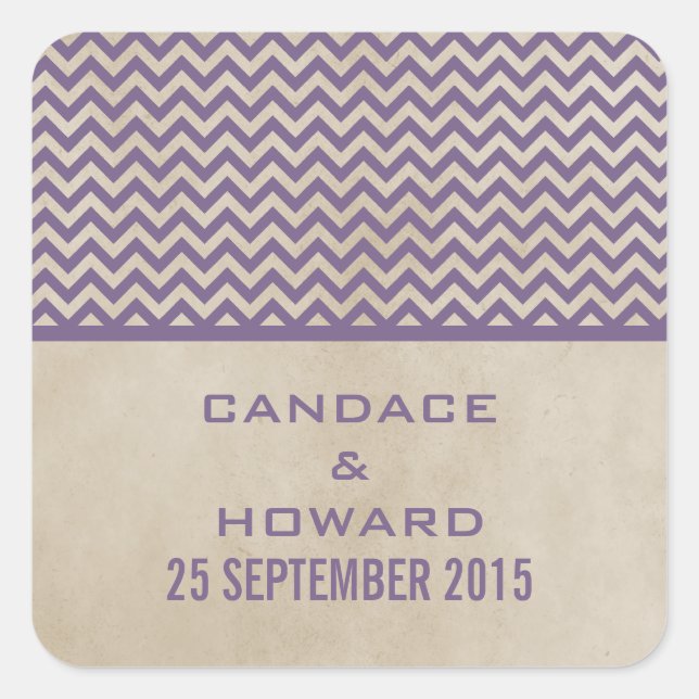 Stickers Mariage Chic Purple Chevron (Devant)