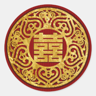 Stickers mariage chinois double bonheur or 05