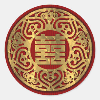 Stickers mariage chinois double bonheur or 09