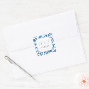 Stickers Mariage Chintz Bleu & Blanc Floral Ditsy
