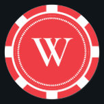 Stickers Mariage Chip Poker - Rouge<br><div class="desc">Design mariage élégant et contemporain à thème casino en rouge,  noir et blanc par Shelby Allison. Cliquez sur le lien Casino Mariage Collection pour voir les articles correspondants,  y compris les invitations,  les cartes rsvp,  les faveurs,  les autocollants et plus encore.</div>
