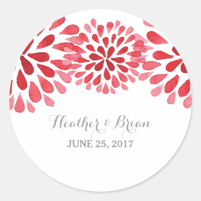 Stickers Mariage Chrysanthemum à l'aquarelle rouge (Devant)