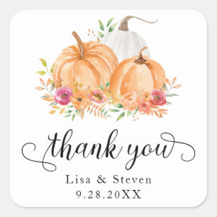 Stickers Mariage Citrouille Merci Automne