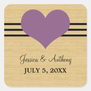 Stickers Mariage Coeur Bois, Purple