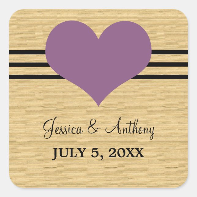 Stickers Mariage Coeur Bois, Purple (Devant)