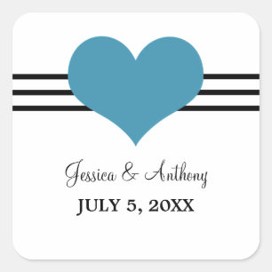 Stickers Mariage Coeur Mod, Bleu