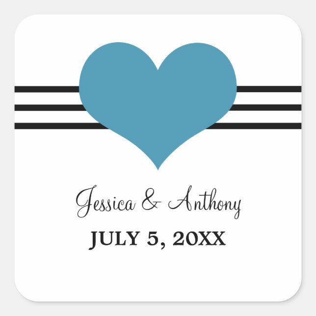 Stickers Mariage Coeur Mod, Bleu (Devant)