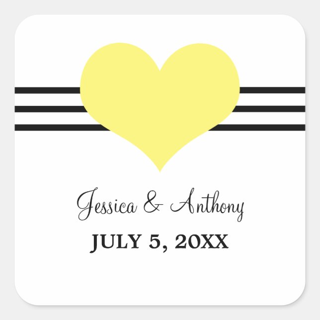 Stickers Mariage Coeur Mod, Jaune (Devant)