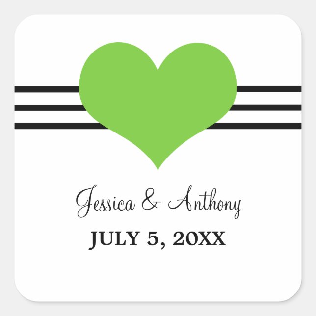Stickers Mariage Coeur Mod, Vert (Devant)