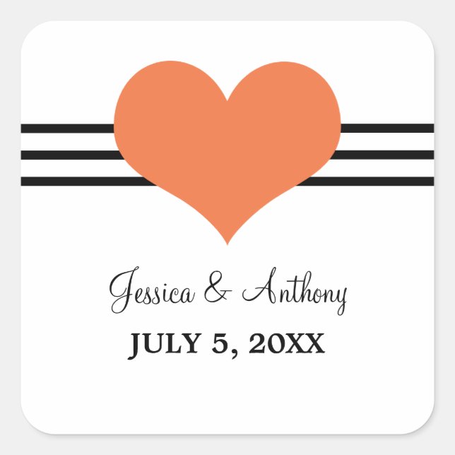 Stickers Mariage Coeur, Orange (Devant)