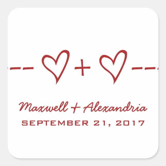 Stickers Mariage Coeur Rouge (Devant)