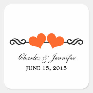 Stickers Mariage Coeurs Élégants, Orange