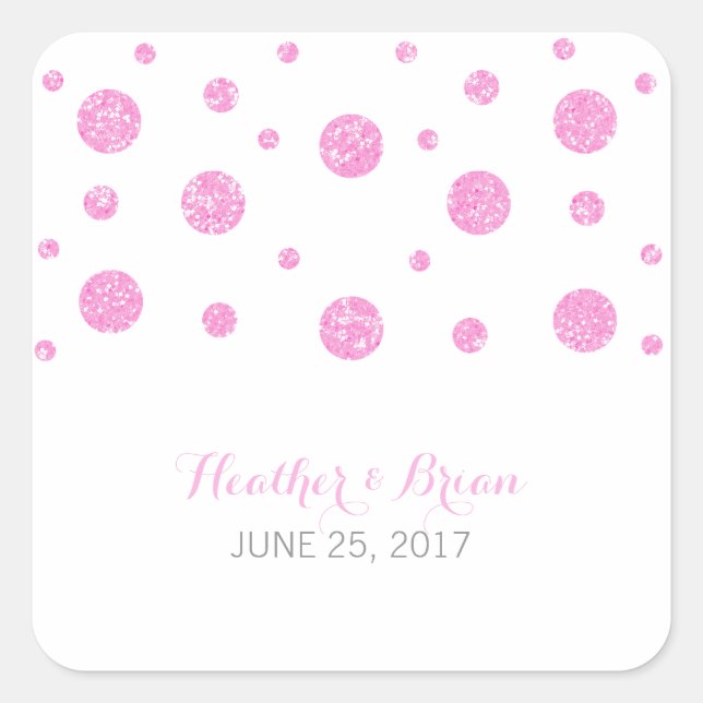 Stickers Mariage Confetti Parties scintillant rose (Devant)