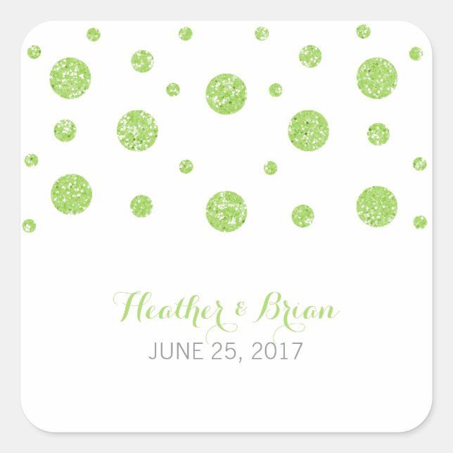 Stickers Mariage Confetti Parties scintillant vert (Devant)