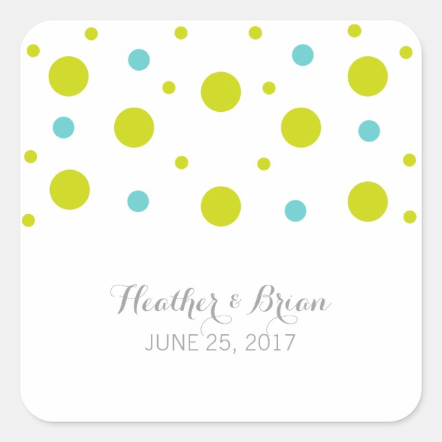 Stickers Mariage Confetti Turquoise Vert (Devant)