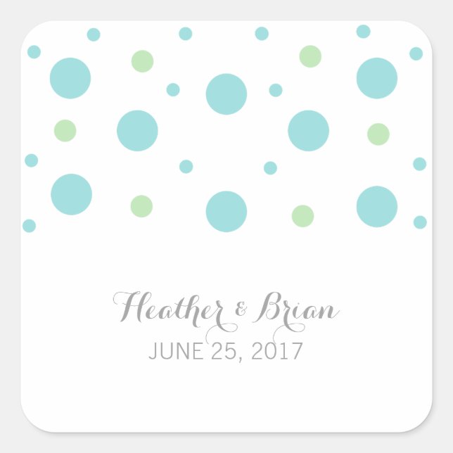 Stickers Mariage Confetti Vert Turquoise (Devant)