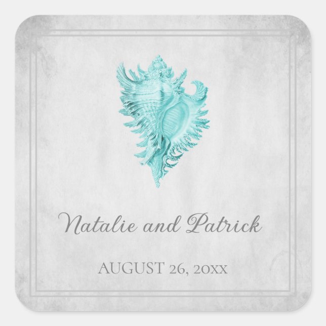 Stickers Mariage Coquille turquoise (Devant)