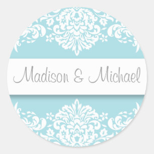Stickers Mariage damassé bleu