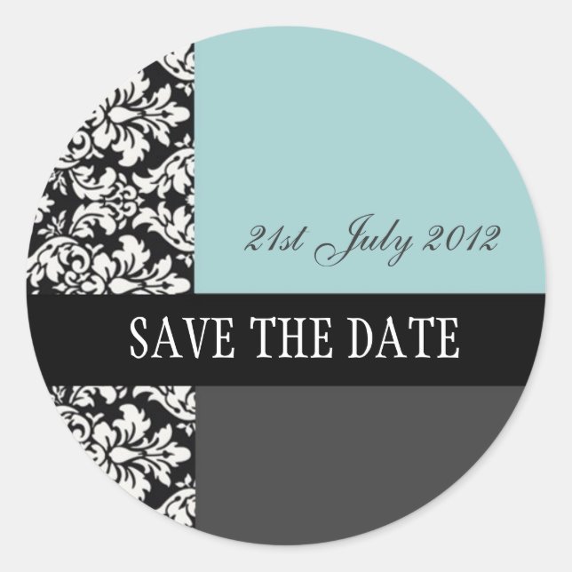 Stickers Mariage damassé bleu et noir (Devant)