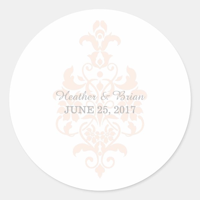 Stickers Mariage damassé Coral Subtle (Devant)