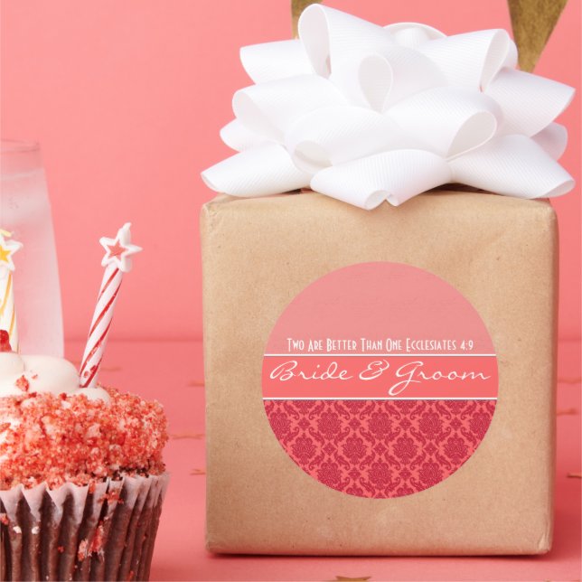 Stickers Mariage damassé de framboise sur le corai (Fête)