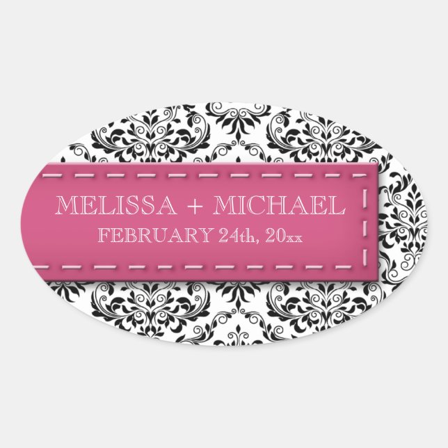 Stickers Mariage damassé Grandes Faveurs Pink (Devant)