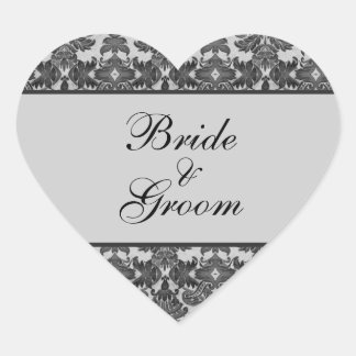 Stickers Mariage damassé noir et gris