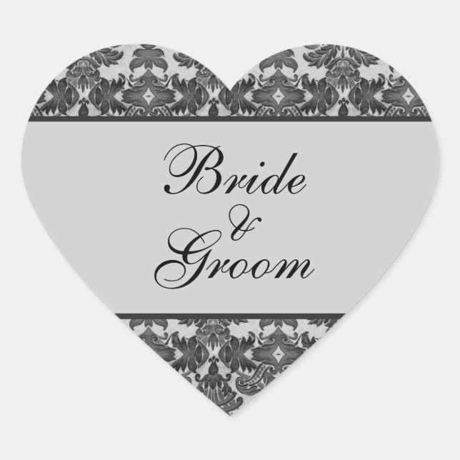 Stickers Mariage damassé noir et gris (Devant)