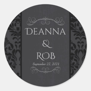 Stickers Mariage damassé noir et gris