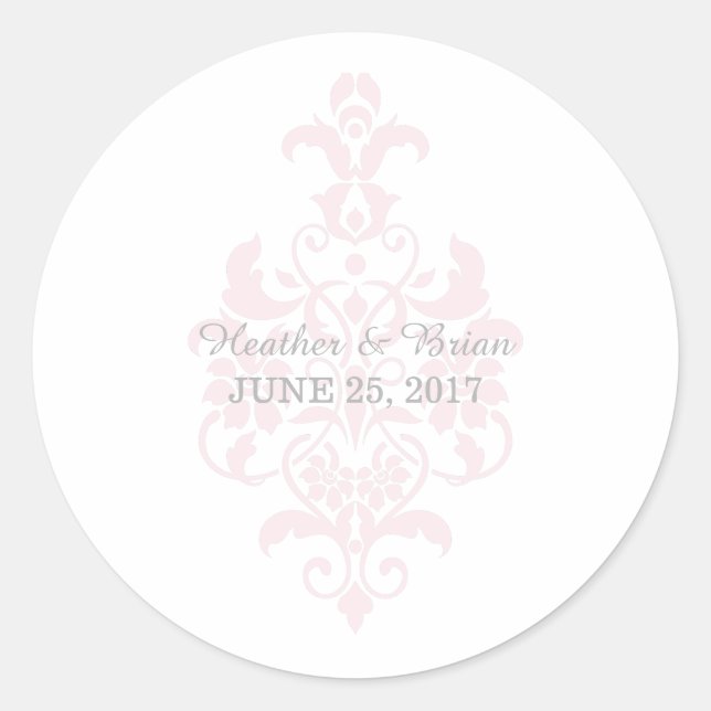 Stickers Mariage damassé rose subtil (Devant)