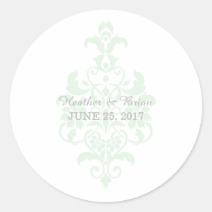 Stickers Mariage damassé Subtil Mint Green