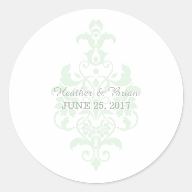 Stickers Mariage damassé Subtil Mint Green (Devant)