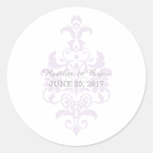 Stickers Mariage damassé Violet Subtil