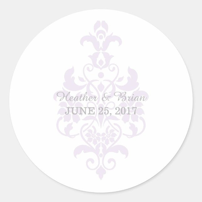 Stickers Mariage damassé Violet Subtil (Devant)