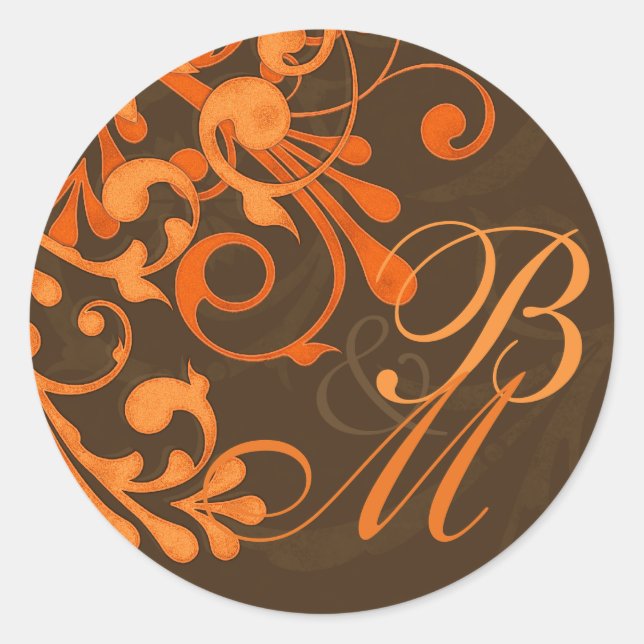 Stickers Mariage de automne Brown orange Abstrait (Devant)