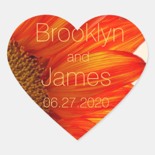 Stickers Mariage de automne du coeur tournesol